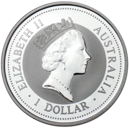 Pre-Owned 1997 Australia Kookaburra Dragon Privy Mark 1oz Proof Design Silver Coin - VAT Free