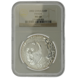 Pre-Owned 2002 Chinese Panda 1oz Silver Coin - NGC Graded MS69 - 2793803-003 - VAT Free