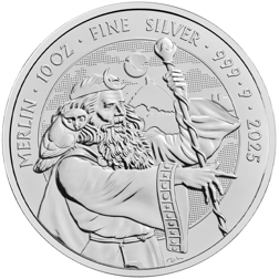 Pre-Owned 2025 UK Merlin Myths and Legends 10oz Silver Coin - VAT Free