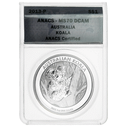 Pre-Owned 2013 Australian Koala 1oz Silver Coin - ANACS Graded MS70 - 0200628010100590 - VAT Free
