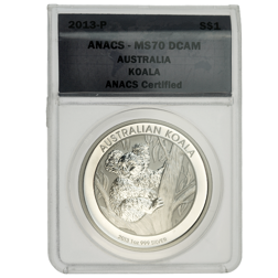 Pre-Owned 2013 Australian Koala 1oz Silver Coin - ANACS Graded MS70 - 0200628010100590 - VAT Free