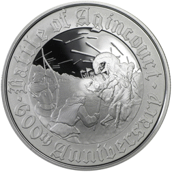 Pre-Owned 2015 Alderney Battle of Agincourt £5 Proof Silver Coin - VAT Free