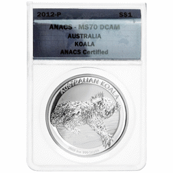 Pre-Owned 2012 Australian Koala 1oz Silver Coin - ANACS Graded MS70 - 2005182635 - VAT Free