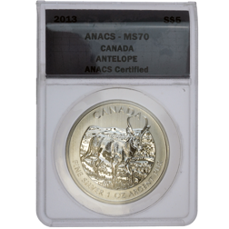 Pre-Owned 2013 Canadian Antelope 1oz Silver Coin - ANACS Graded MS70 - 0200604010102178 - VAT Free