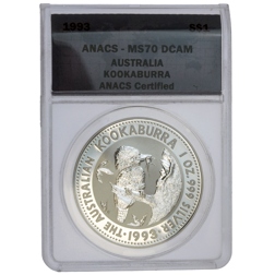 Pre-Owned 1993 Australian Kookaburra 1oz Silver Coin - ANACS Graded MS70 - 2001412139 - VAT Free