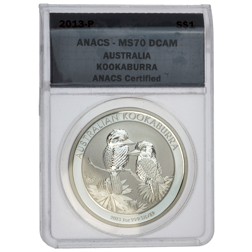 Pre-Owned 2013 Australian Kookaburra 1oz Silver Coin - ANACS Graded MS70 - 0200608010100245 - VAT Free