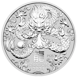 Pre-Owned 2024 Australian Lunar Dragon 1/2oz Silver Coin - VAT Free