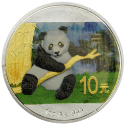 Pre-Owned 2014 Chinese Panda Colourised 1oz Silver Coin - VAT Free