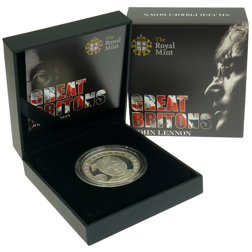 Pre-Owned 2010 Alderney Great Britons: John Lennon Proof Silver Crown Coin - VAT Free
