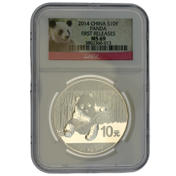 Pre-Owned 2014 Chinese Panda 1oz Silver Coin - NGC Graded MS69 - 3802366-013 - VAT Free