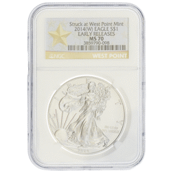 Pre-Owned 2014 USA Eagle 1oz Silver Coin - NGC Graded MS70 - 3859790-098 - VAT Free
