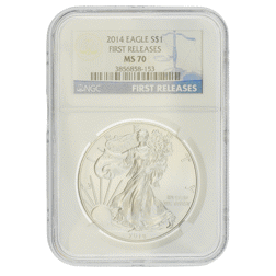 Pre-Owned 2014 USA Eagle 1oz Silver Coin - NGC Graded MS70 - 3856858-153 - VAT Free