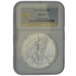 Pre-Owned 2014 USA Eagle 1oz Silver Coin - NGC Graded MS70 - 4258129-086 - VAT Free