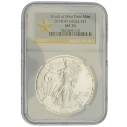 Pre-Owned 2014 USA Eagle 1oz Silver Coin - NGC Graded MS70 - 4261349-113 - VAT Free