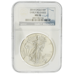 Pre-Owned 2014 USA Eagle 1oz Silver Coin - NGC Graded MS70 - 3857196-114 - VAT Free