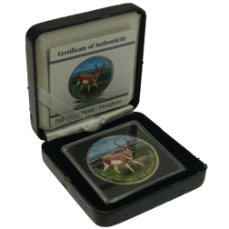 Pre-Owned 2013 Canadian Pronghorn Antelope Colourised 1oz Silver Coin - VAT Free - Damaged Box