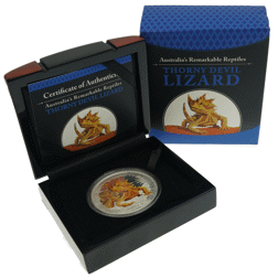 Pre-Owned 2014 Tuvalu Australia's Remarkable Reptile: Thorny Devil Lizard 1oz Proof Silver Coin - VAT Free