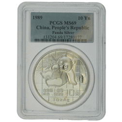 Pre-Owned 1989 Chinese Panda 1oz Silver Coin - PCGS Graded MS69 - 131204.69/17280177 - VAT Free