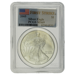 Pre-Owned 2005 USA Eagle 1oz Silver Coin PCGS Graded MS69 - 02904533 - VAT Free