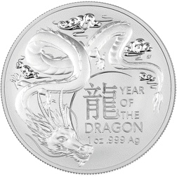 Pre-Owned 2024 Royal Australian Mint Lunar Dragon 1oz Silver Coin - VAT Free