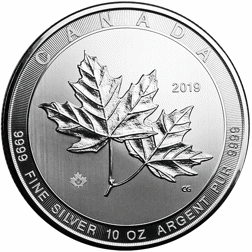 Pre-Owned 2019 Canadian Magnificent Maple Leaf 10oz Silver Coin - VAT Free