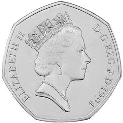 Pre-Owned 1994 UK D-Day Commemorative 50p Piedfort Proof Design Silver Coin - VAT Free