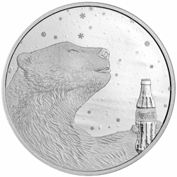 Pre-Owned Coca-Cola Polar Bear 1oz Silver Round - Carded