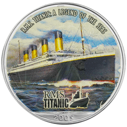 Pre-Owned 2005 USA Eagle 'Titanic' Colourised 1oz Silver Coin - VAT Free