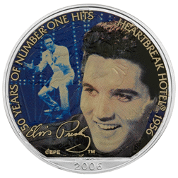 Pre-Owned 2006 USA Eagle 'Elvis Presley' Colourised 1oz Silver Coin - VAT Free