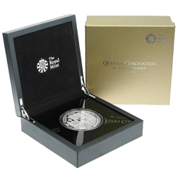 Pre-Owned 2013 UK Queen Elizabeth II Coronation Anniversary 5oz Proof Silver Coin - VAT Free