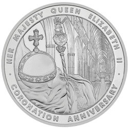 Pre-Owned 2013 UK Queen Elizabeth II Coronation Anniversary 5oz Proof Silver Coin - VAT Free