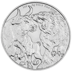 Pre-Owned 2022 Tokelau Bull and Bear 1oz Silver Coin - VAT Free
