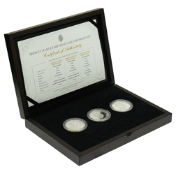 Pre-Owned 1998-2018 UK Prince Charles Birthdays Proof Silver 3-Coin Set - VAT Free