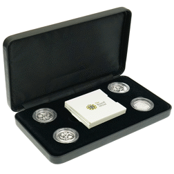 Pre-Owned 2013 UK Icons of a Nation 'The Floral' £1 Silver Piedfort Proof 4-Coin Collection - VAT Fr