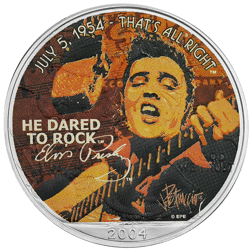 Pre-Owned 2004 USA Eagle 'Elvis Presley: That's All Right' Colourised 1oz Silver Coin - VAT Free