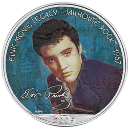 Pre-Owned 2005 USA Eagle 'Elvis Presley: Jailhouse Rock' Colourised 1oz Silver Coin - VAT Free
