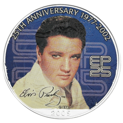 Pre-Owned 2005 USA Eagle 'Elvis Presley 25th Anniversary' Colourised 1oz Silver Coin - VAT Free