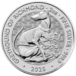 2025 UK Tudor Beasts Greyhound of Richmond 2oz Silver Coin