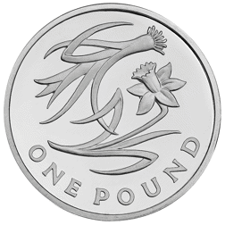 Pre-Owned 2013 UK Floral Icons Wales £1 Piedfort Proof Design Silver Coin - VAT Free