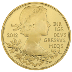 Pre-Owned 2012 UK Queen Elizabeth II Diamond Jubilee £5 Gold Plated Proof Design Silver Coin - VAT F