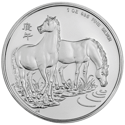 Pre-Owned 1990 Singapore Lunar Horse 1oz Proof Silver Coin - VAT Free