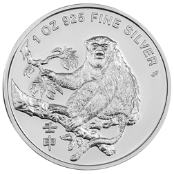 Pre-Owned 1992 Singapore Lunar Monkey 1oz Proof Silver Coin - VAT Free