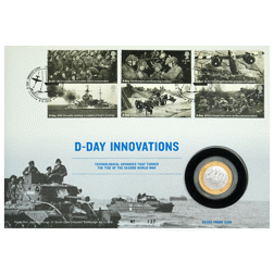 Pre-Owned 2019 UK 75th Anniversary D-Day £2 Proof Silver Coin in Stamp Cover - VAT Free