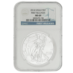 Pre-Owned 2014 USA Eagle 1oz Silver Coin - NGC Graded MS69 - 3855670-158 - VAT Free