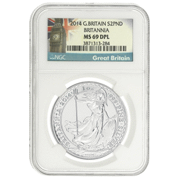 Pre-Owned 2014 UK Britannia 1oz Silver Coin - NGC Graded MS69 DPL - 3871313-284 - VAT Free