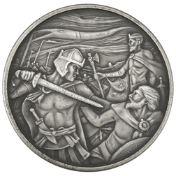 Pre-Owned UK Royal Mint Arthurian Legend 250g Silver Medal - Damaged Box