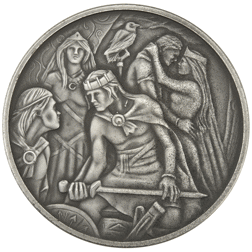 Pre-Owned UK Royal Mint Arthurian Legend 250g Silver Medal - Damaged Box