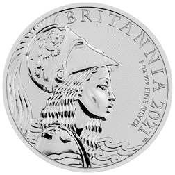 Pre-Owned 2021 UK Britannia 1oz Brilliant Uncirculated Silver Coin - VAT Free