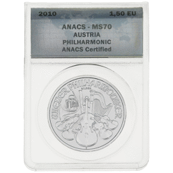 Pre-Owned 2010 Austrian Philharmonic 1oz Silver Coin - ANACS Graded MS70 - 2000634724 - VAT Free