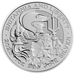 Pre-Owned UK Britannia and Liberty 1oz Silver Coin - Mixed Dates - VAT Free